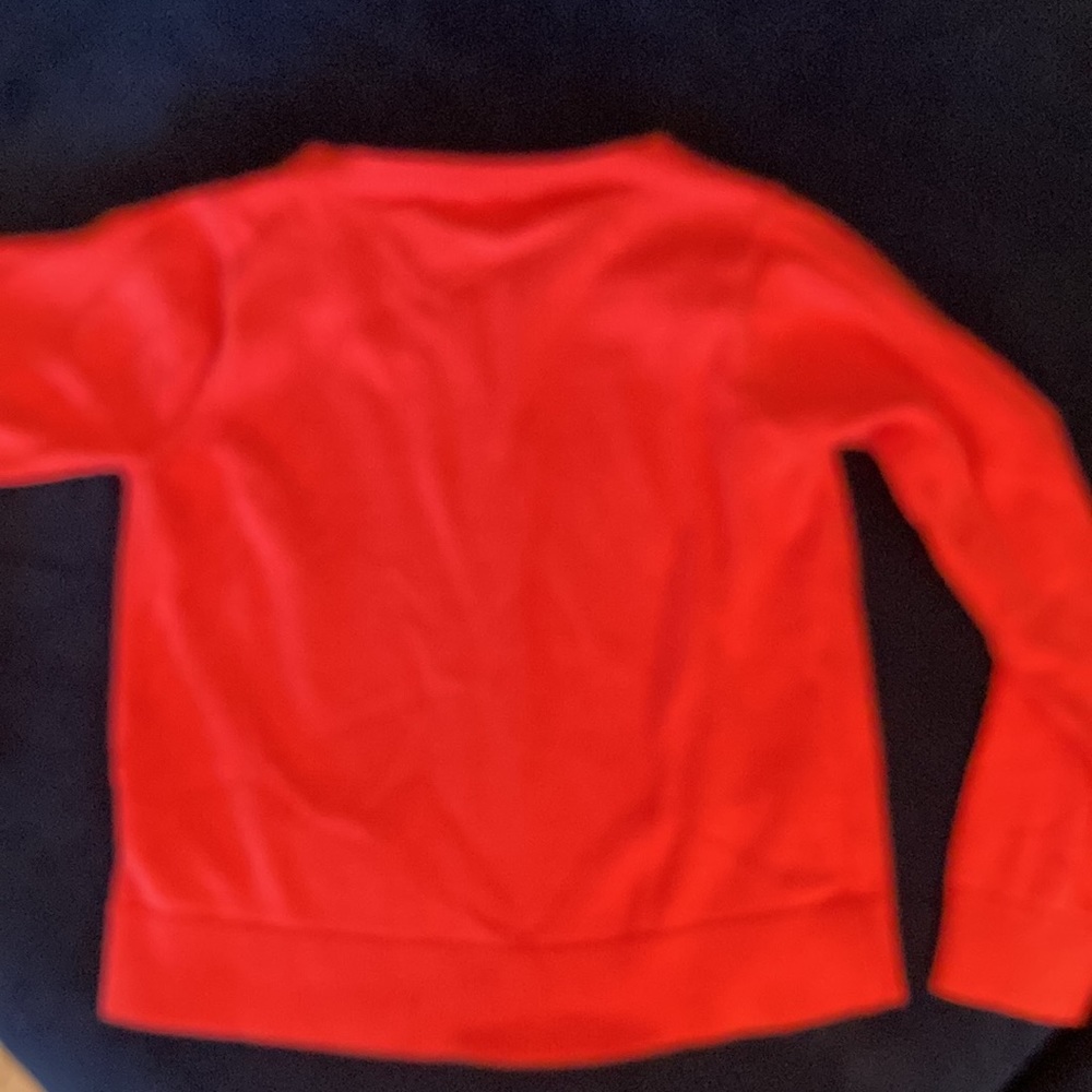 Navarro red cardigan sweater with puff sleeves and floral lines pockets - Picture 6 of 6